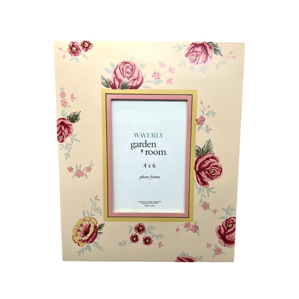 Waverly Garden Room Photo Frame Pink Cream Floral Rose Cottagecore 4" x 6" Pic